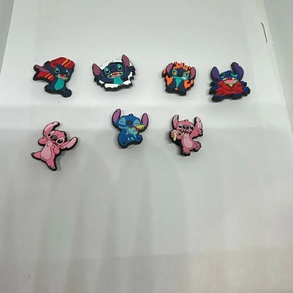 Lot of 7 Stitch & Angel Shoe Charms – Lilo & Stitch Characters for Clogs 💙🌺👟